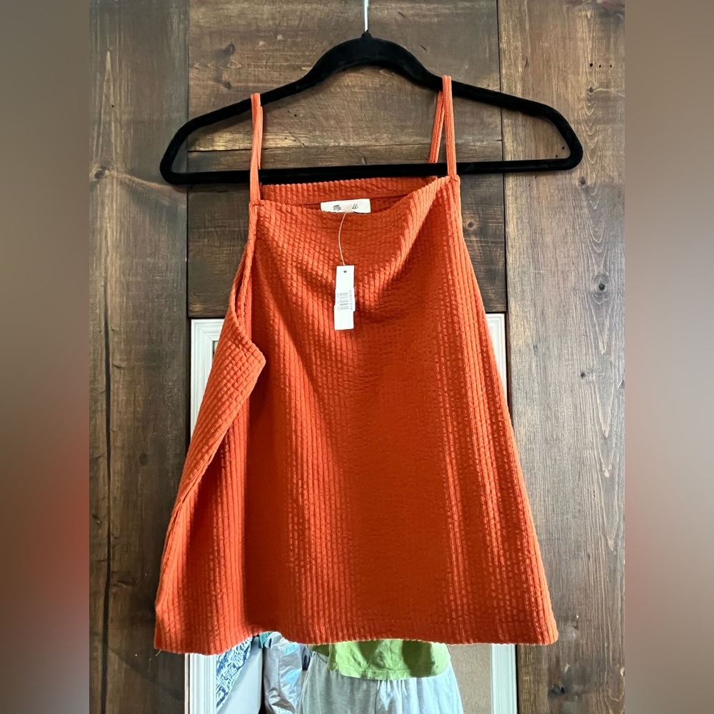 Madewell Textured Waffle Cami in Orange
